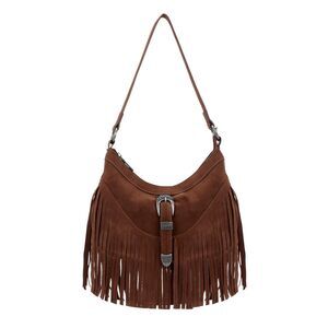 5850 Fringe Hobo Purse Tassel Shoulder Bag Vintage Suede Handbag Hippie